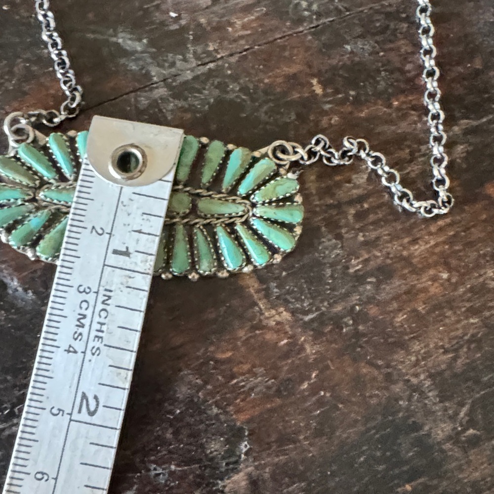 Native made sterling silver cluster necklace by Leander Nez💚 - Picture 6 of 6